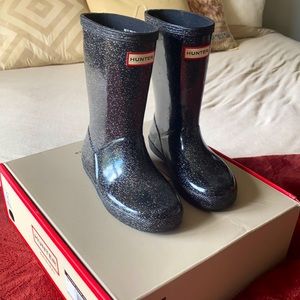 Black glitter girls Hunter boots